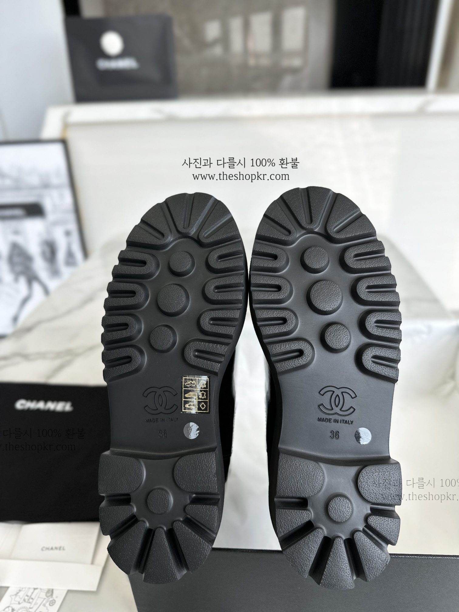 (해피) 샤넬 애나멜 앵클 부츠