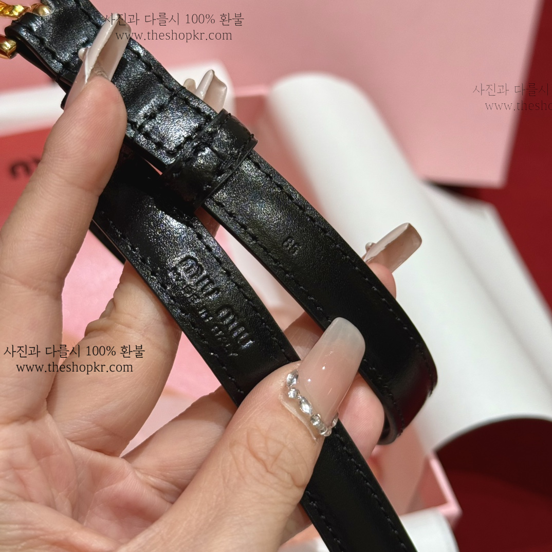 (찡댄) 미우미우 로고 체인 가죽 벨트