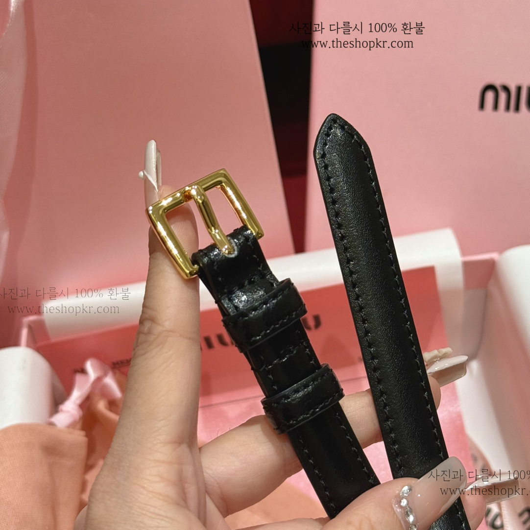 (찡댄) 미우미우 로고 체인 가죽 벨트
