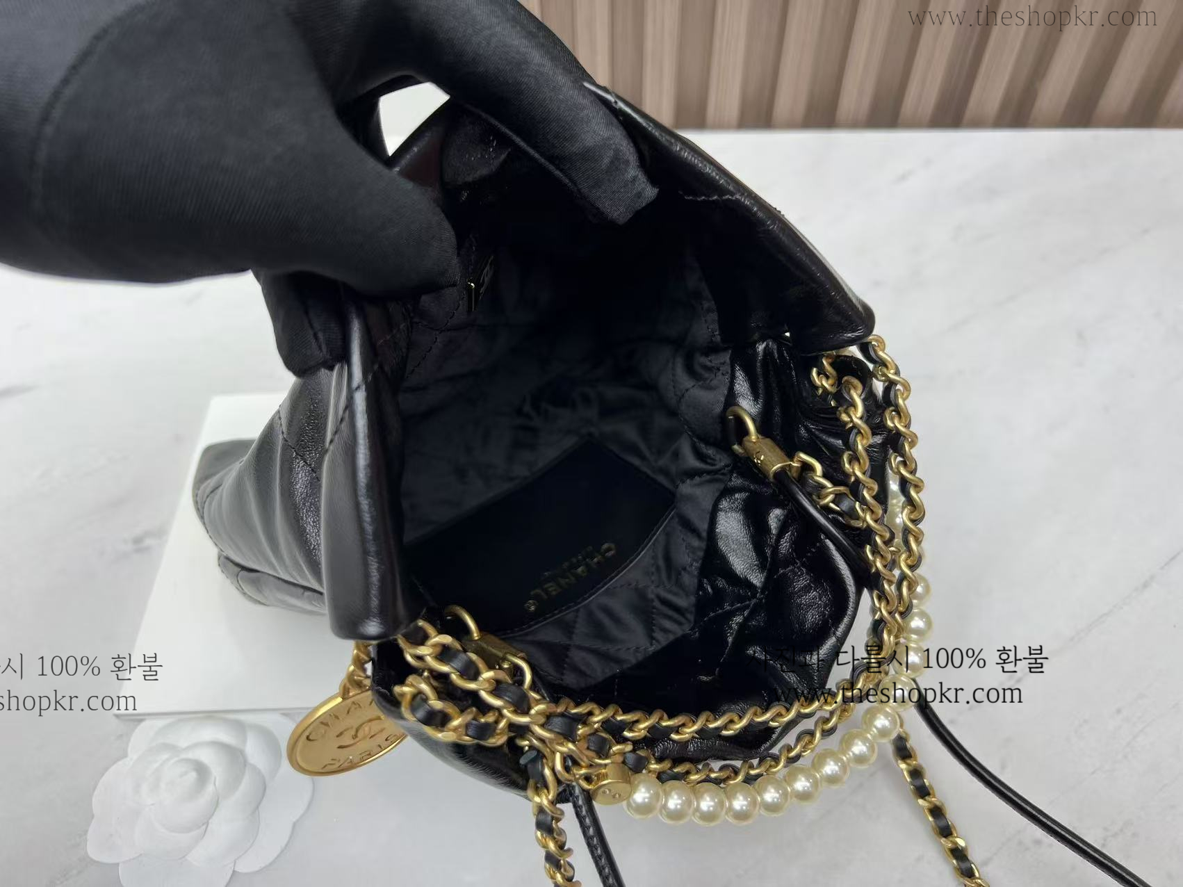(지존) 샤넬 진주 스트랩 22 미니 백