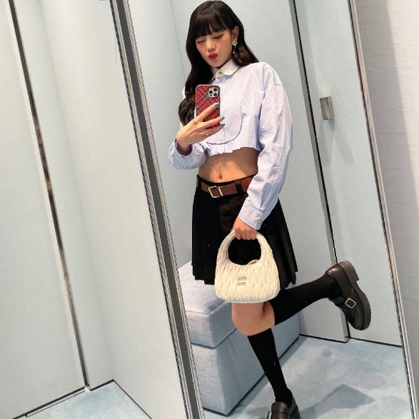 아이들 민니 미우미우 완더 스몰 호보 백