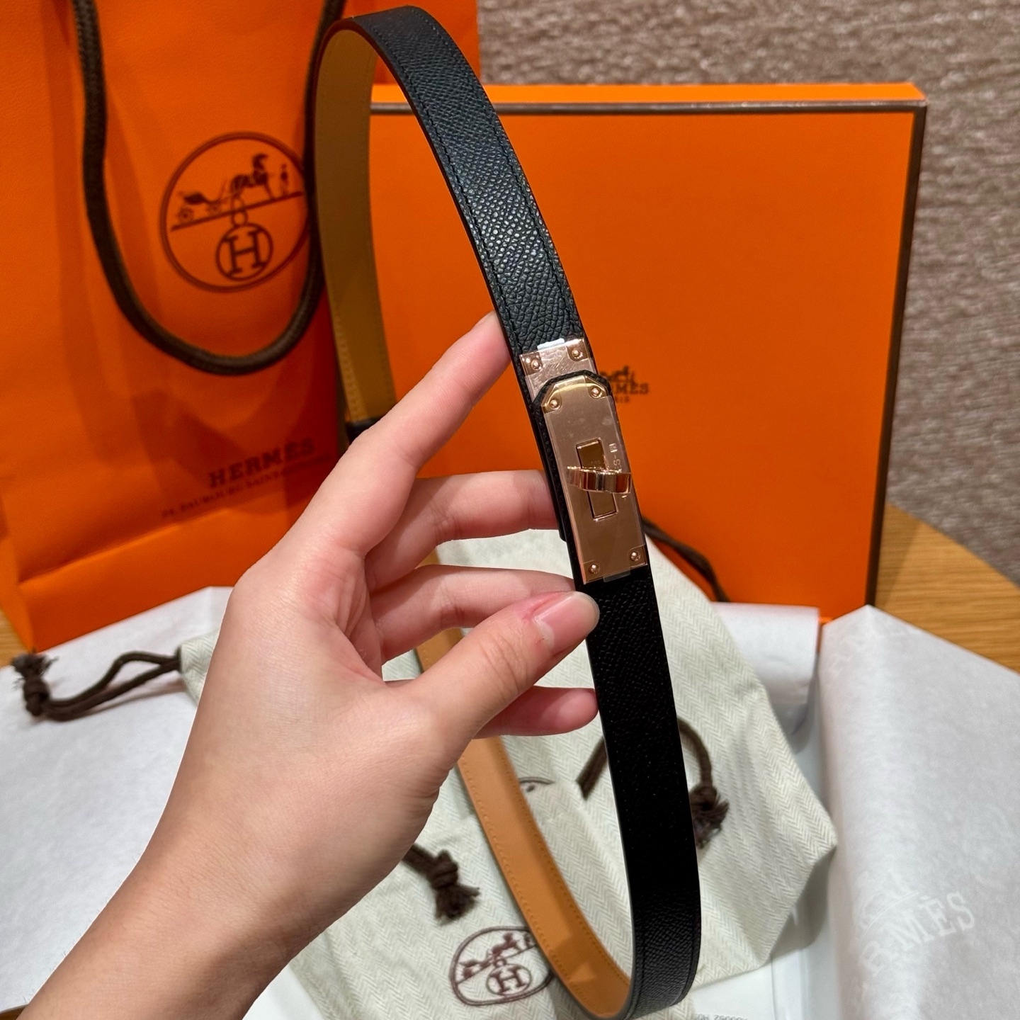 (찡댄) 에르메스 켈리 가죽 벨트