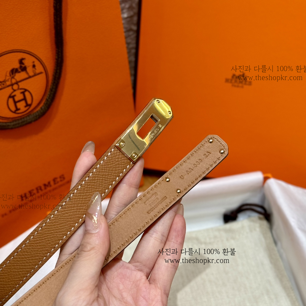 (찡댄) 에르메스 켈리 가죽 벨트