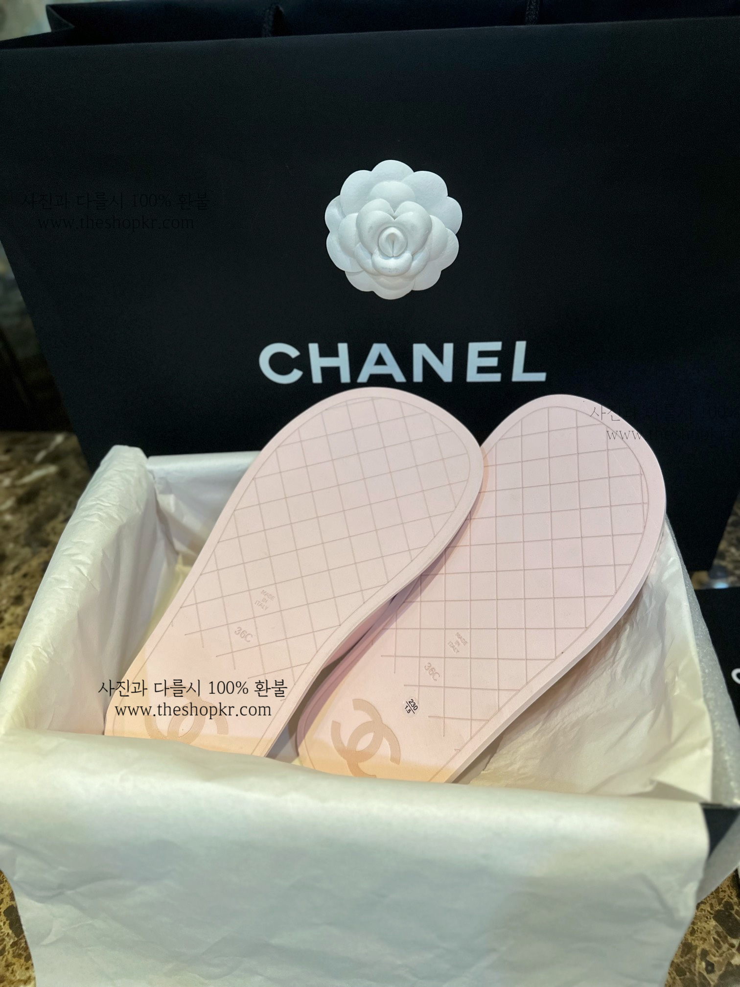 (해피) 샤넬 22k 퍼프 플립플랍