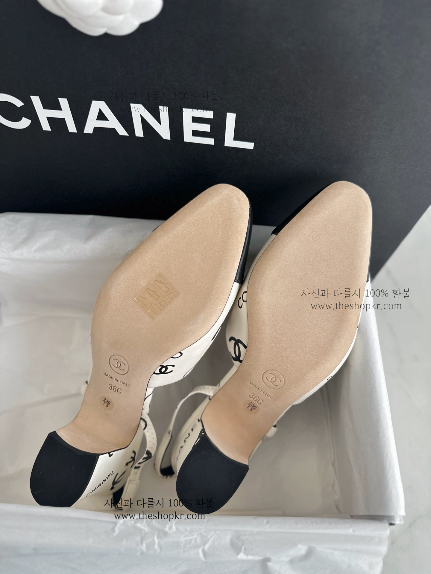 (해피) 샤넬 CC 패턴 슬링백 힐