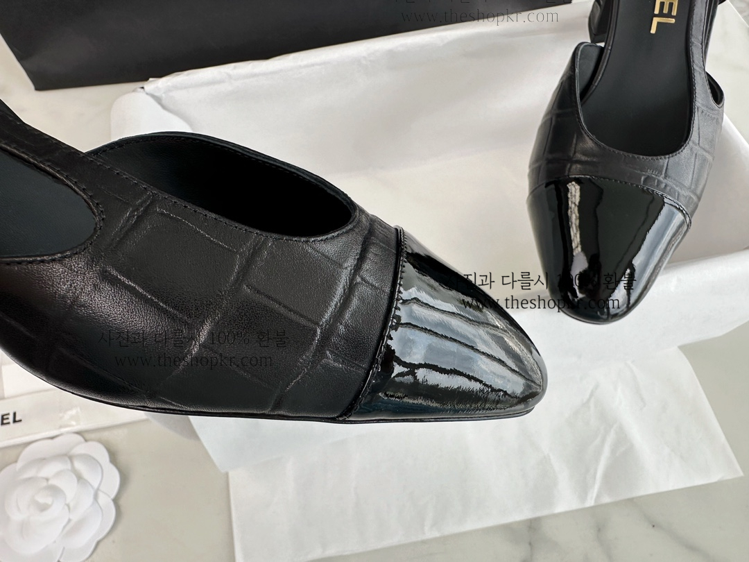 (해피) 샤넬 슬링백 미들 힐