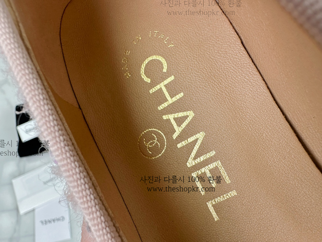 (해피) 샤넬 스팽글 트위드 발레리나 플랫슈즈