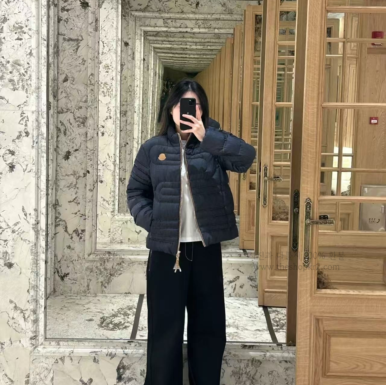 (청운) 스네이크 퀼팅 데님 쇼트 다운 재킷