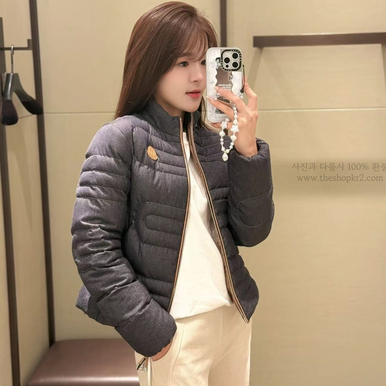 (청운) 스네이크 퀼팅 데님 쇼트 다운 재킷