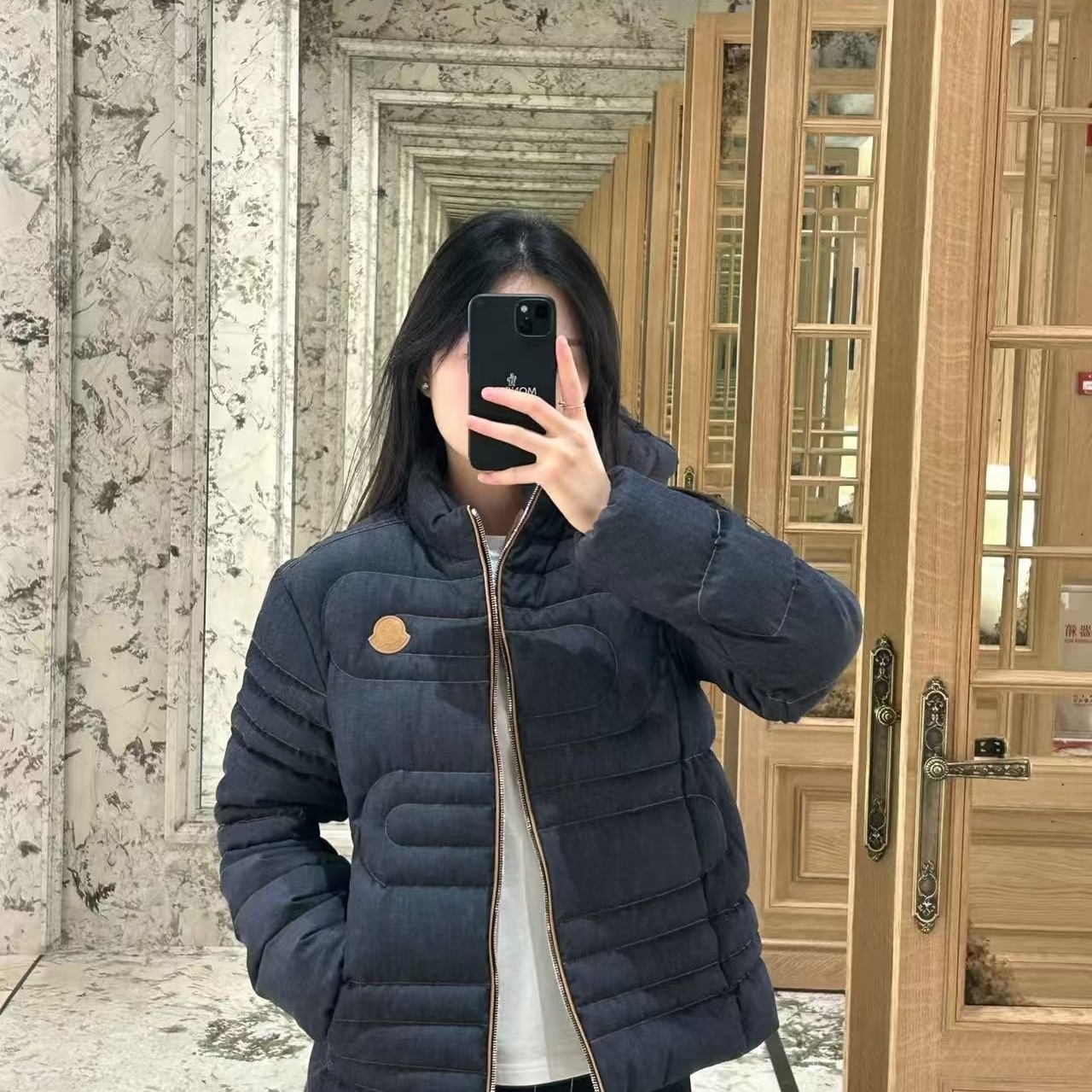 (청운) 스네이크 퀼팅 데님 쇼트 다운 재킷